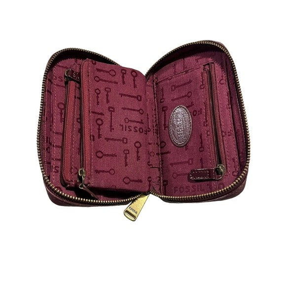 FOSSIL Long Live Vintage Leather‎ Maroon Clutch Wallet - Picture 3 of 9